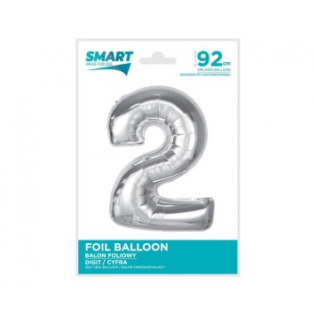 Number Silver Silver Number 2 Foil Balloon 92 cm