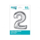 Number Silver Silver Number 2 Foil Balloon 92 cm