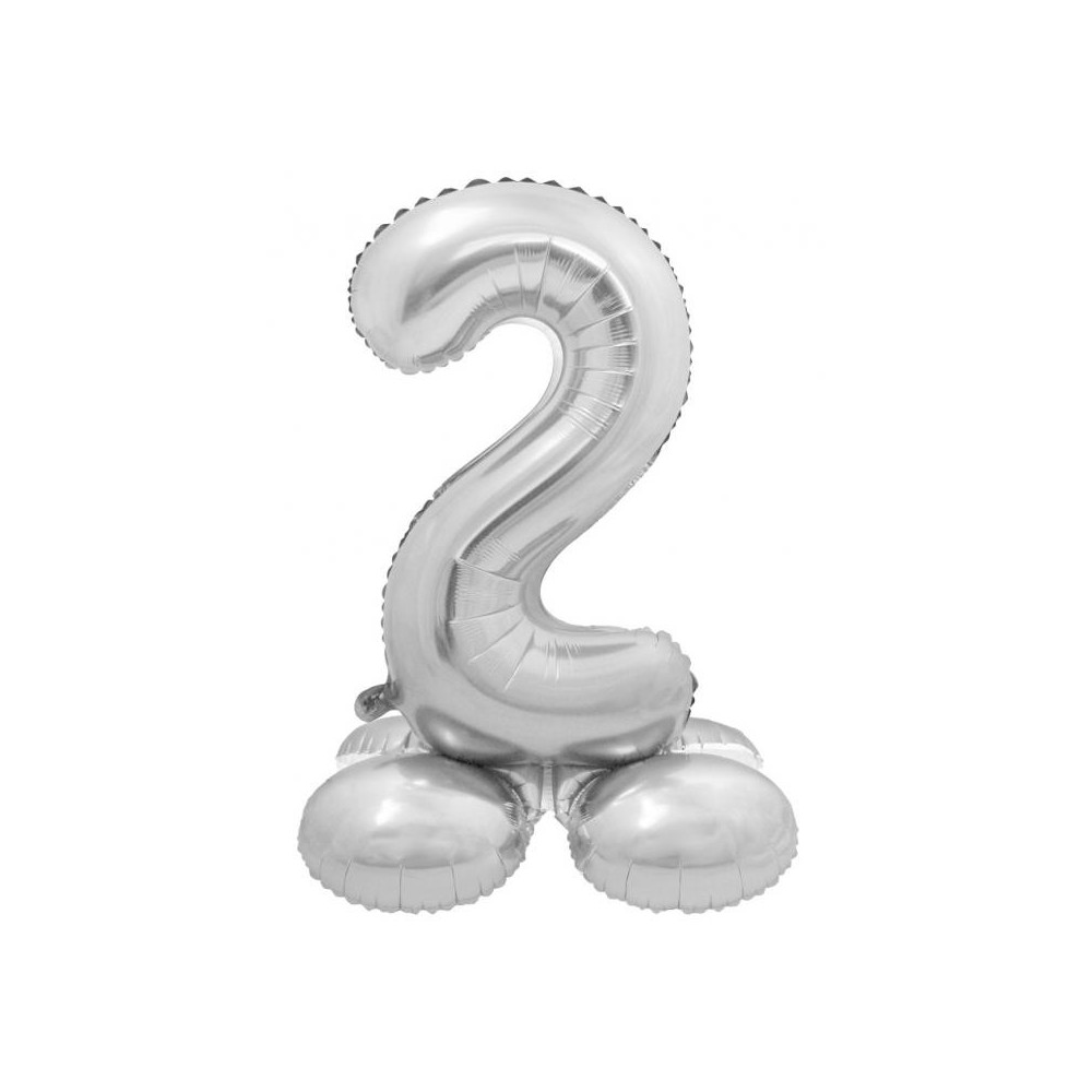 Number Silver Silver number 2 foil balloon with base 72 cm