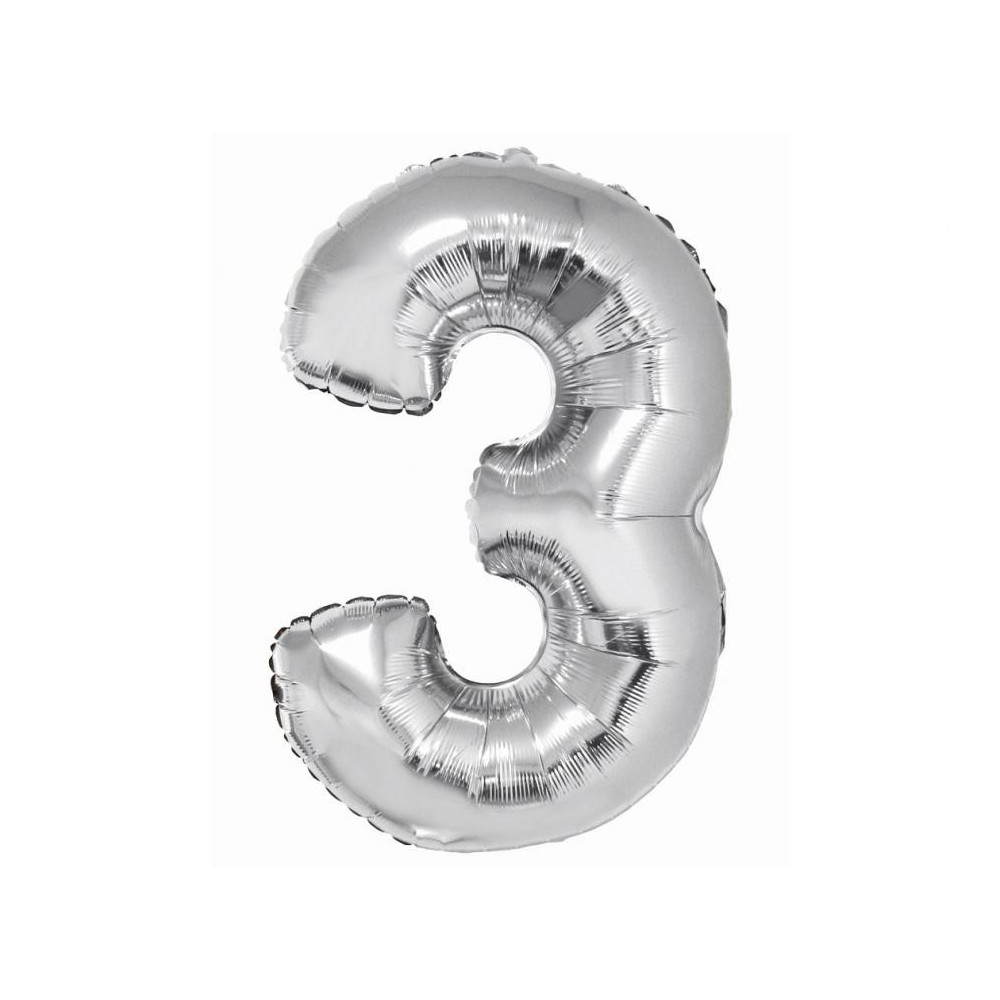 Number Silver Silver number 3 foil balloon 76 cm