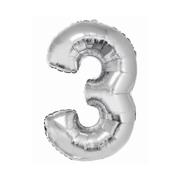 Number Silver Silver number 3 foil balloon 76 cm