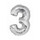 Number Silver Silver number 3 foil balloon 76 cm