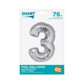 Number Silver Silver number 3 foil balloon 76 cm