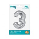Number Silver Silver number 3 foil balloon 76 cm
