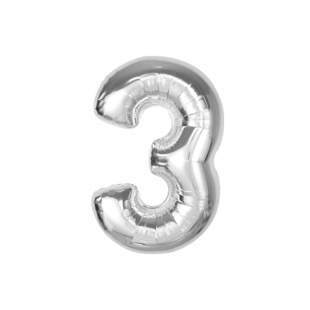 Number Silver Silver number 3 foil balloon 92 cm