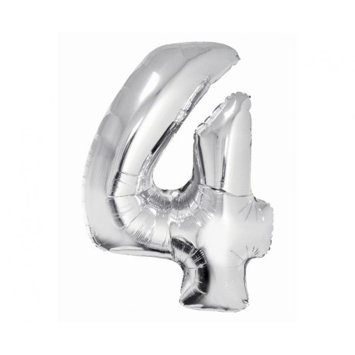 Number Silver Silver number 4 foil balloon 76 cm