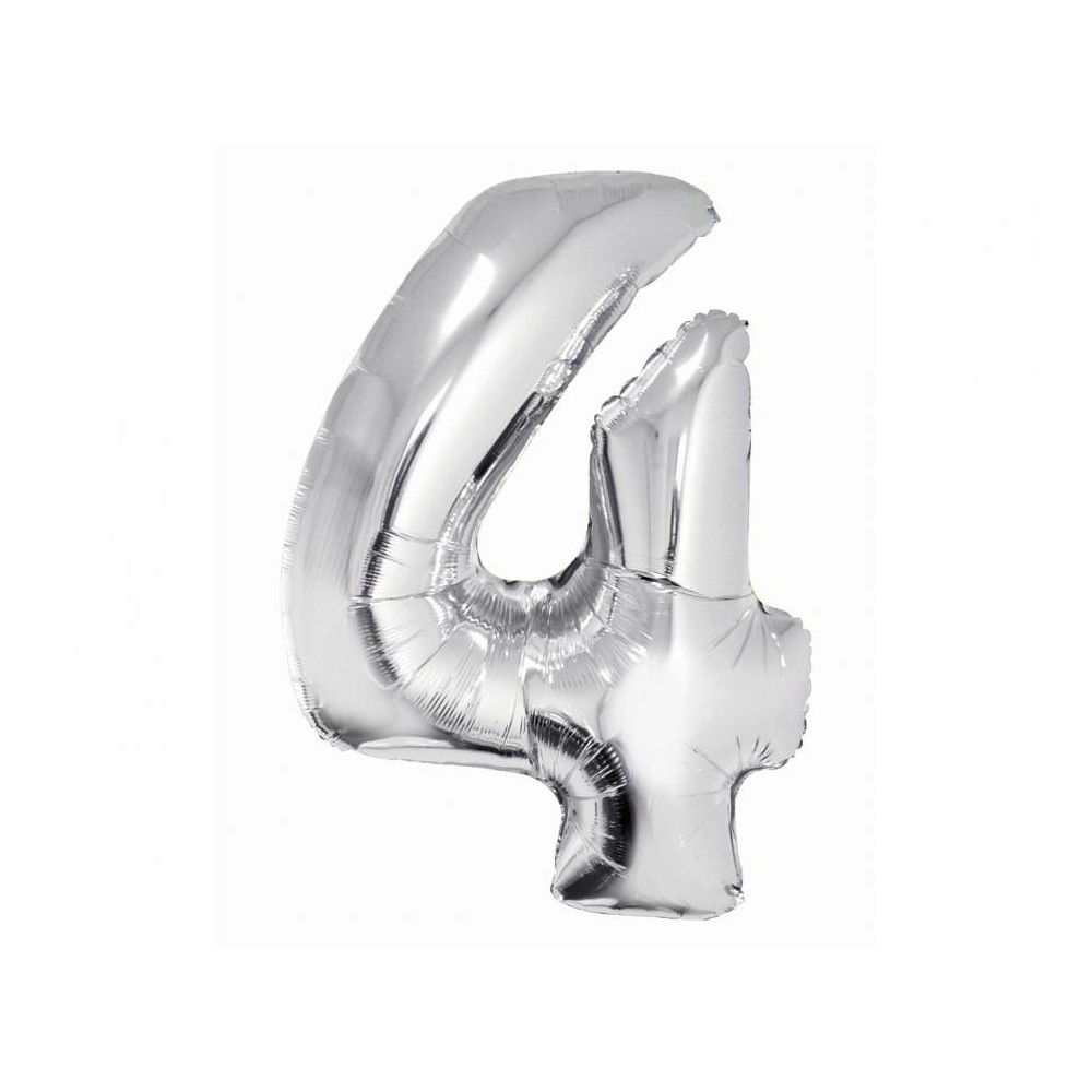 Number Silver Silver number 4 foil balloon 76 cm