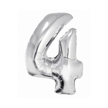 Number Silver Silver number 4 foil balloon 76 cm
