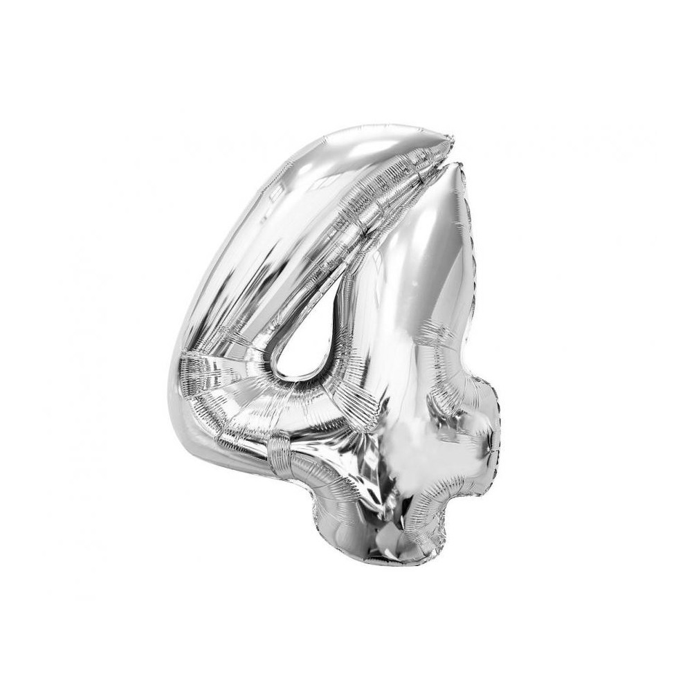 Number Silver Silver Number 4 Foil Balloon 92 cm