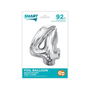 Number Silver Silver Number 4 Foil Balloon 92 cm