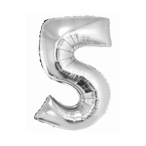 Number Silver Silver number 5 foil balloon 76 cm