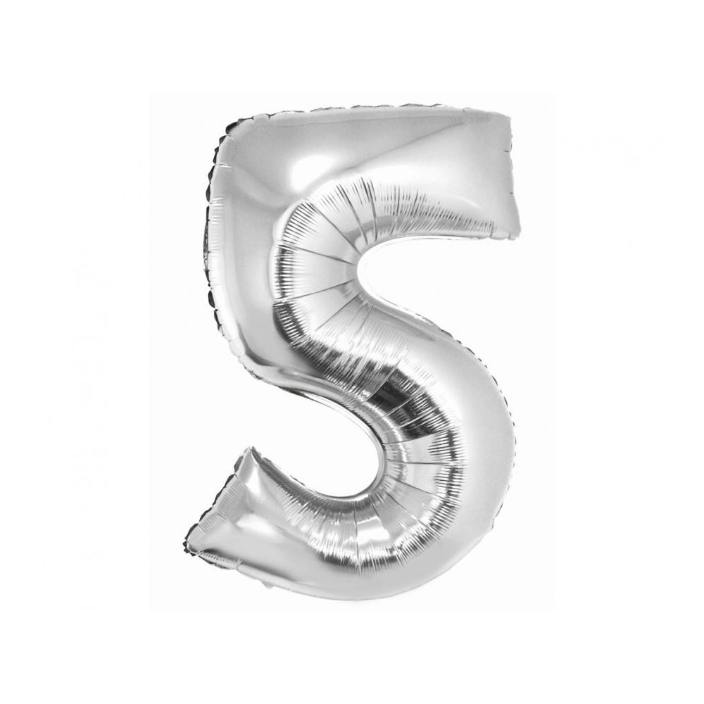 Number Silver Silver number 5 foil balloon 76 cm