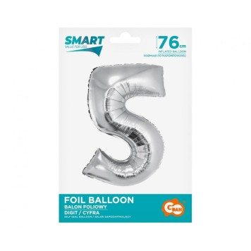 Number Silver Silver number 5 foil balloon 76 cm