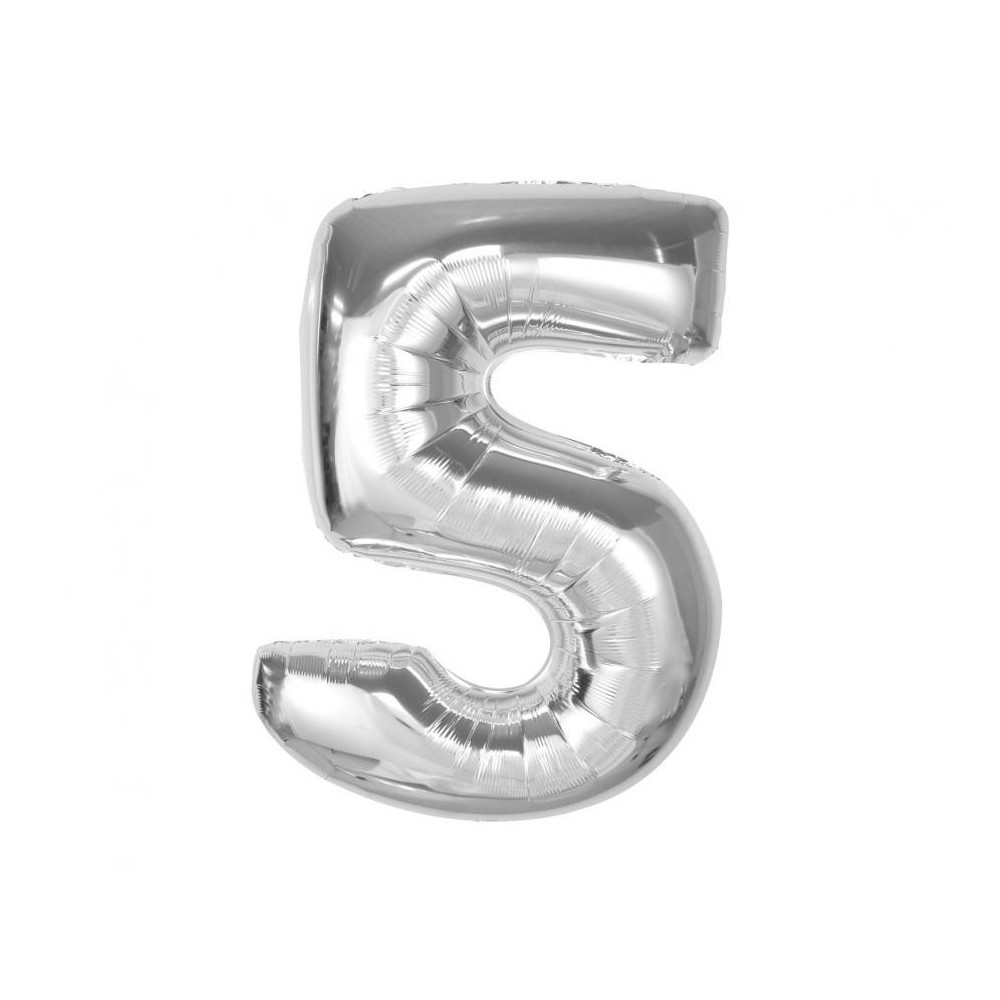 Number Silver Silver number 5 foil balloon 92 cm