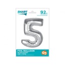 Number Silver Silver number 5 foil balloon 92 cm