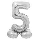 Number Silver Silver number 5 foil balloon with base 72 cm