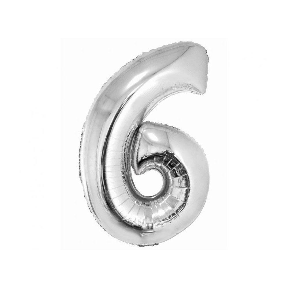 Number Silver Silver number 6 foil balloon 76 cm