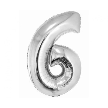 Number Silver Silver number 6 foil balloon 76 cm