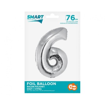Number Silver Silver number 6 foil balloon 76 cm