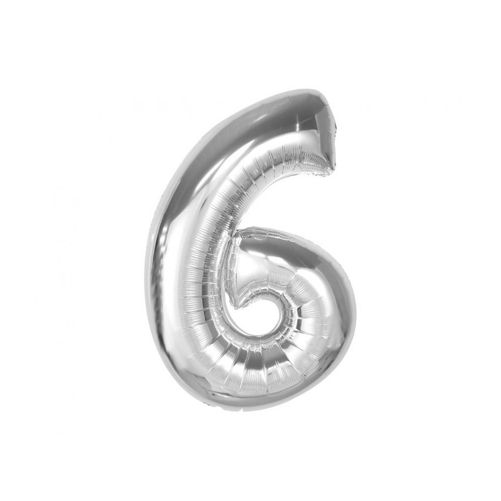 Number Silver Silver number 6 foil balloon 92 cm