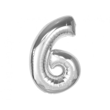 Number Silver Silver number 6 foil balloon 92 cm