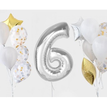 Number Silver Silver number 6 foil balloon 92 cm