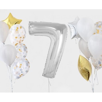 Number Silver Silver number 7 foil balloon 92 cm