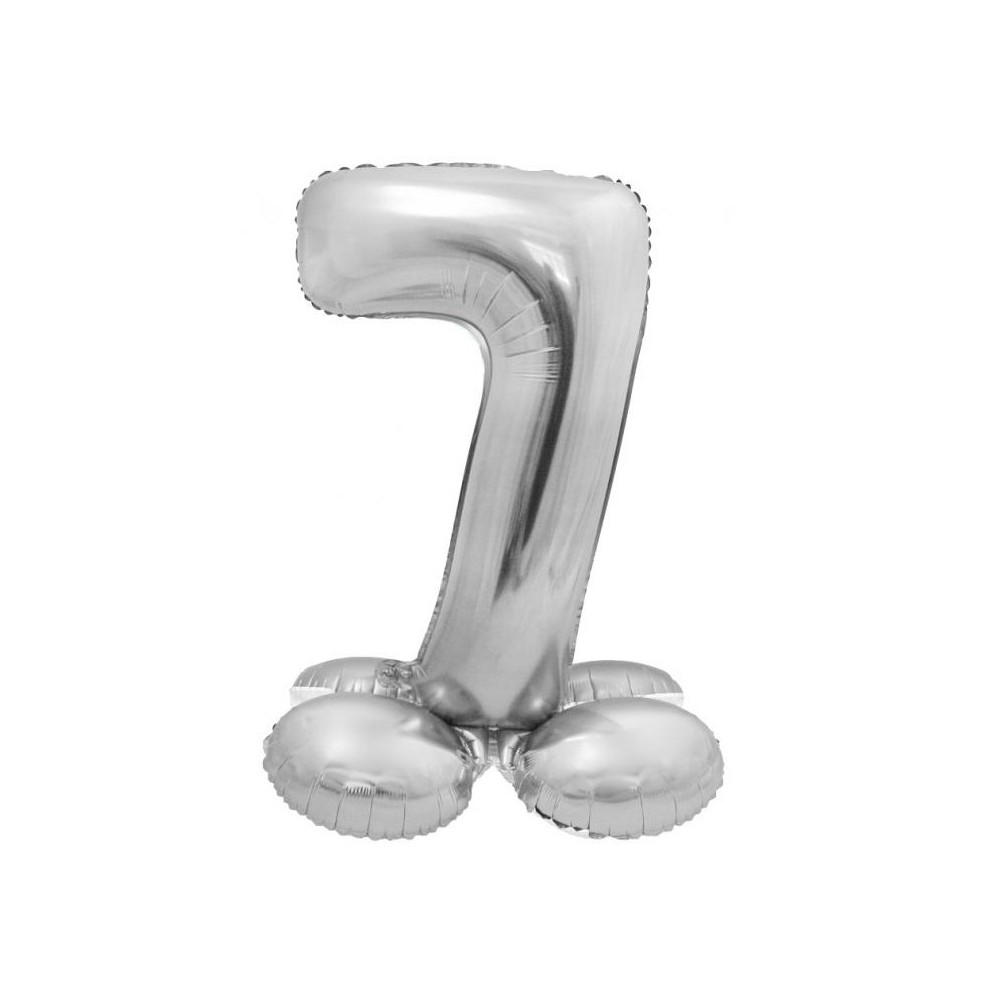 Number Silver Silver number 7 foil balloon with base 72 cm