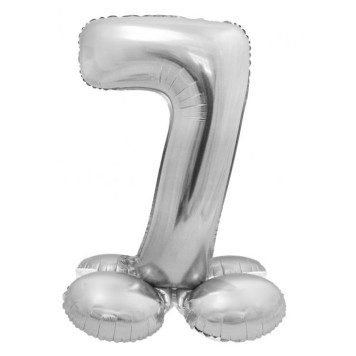 Number Silver Silver number 7 foil balloon with base 72 cm