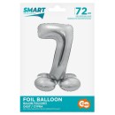 Number Silver Silver number 7 foil balloon with base 72 cm