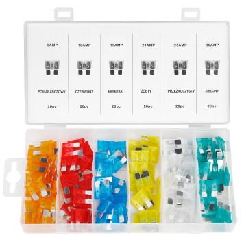Bezpieczniki samochodowe 120szt. 5-30A KD1300
