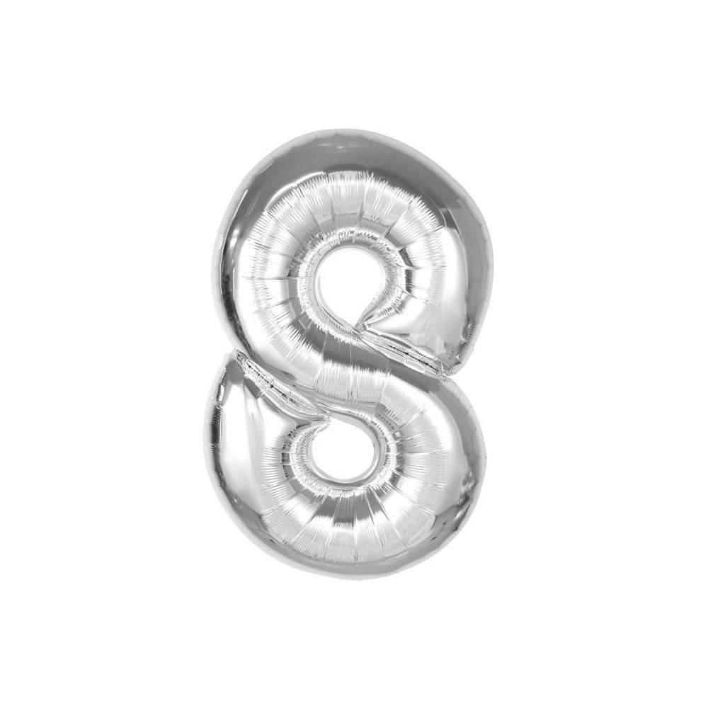Number Silver Silver Number 8 Foil Balloon 92 cm