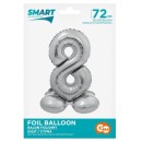 Number Silver Silver Number 8 Foil Balloon with Base 72 cm