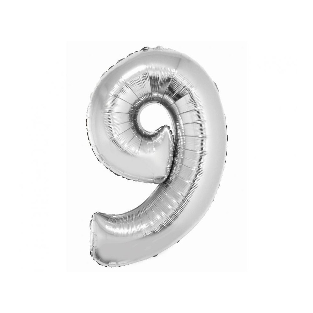 Number Silver Silver number 9 foil balloon 76 cm