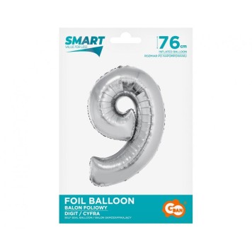 Number Silver Silver number 9 foil balloon 76 cm