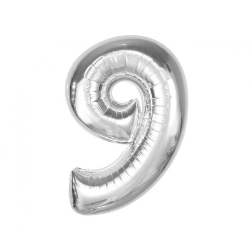 Number Silver Silver number 9 foil balloon 92 cm