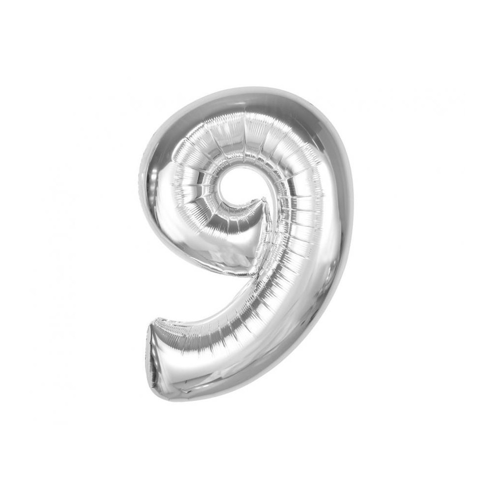 Number Silver Silver number 9 foil balloon 92 cm