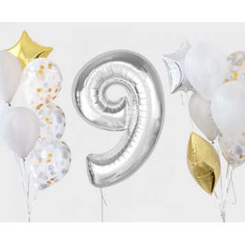 Number Silver Silver number 9 foil balloon 92 cm