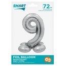 Number Silver Silver number 9 foil balloon with base 72 cm