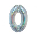 Number Holographic Silver, Silver Number 0 Foil Balloon 76 cm