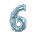 Number Holographic Silver Number 6 Foil Balloon 76 cm