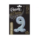 Number Holographic Silver, Silver number 9 foil balloon with base 72 cm