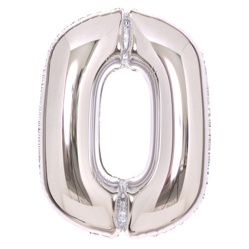 Number Silver, Silver foil balloon number 0 - 66 cm