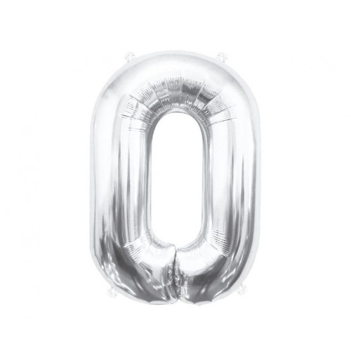 Number Silver, Silver Number 0 Foil Balloon 85 cm