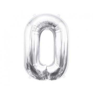 Number Silver, Silver Number 0 Foil Balloon 85 cm