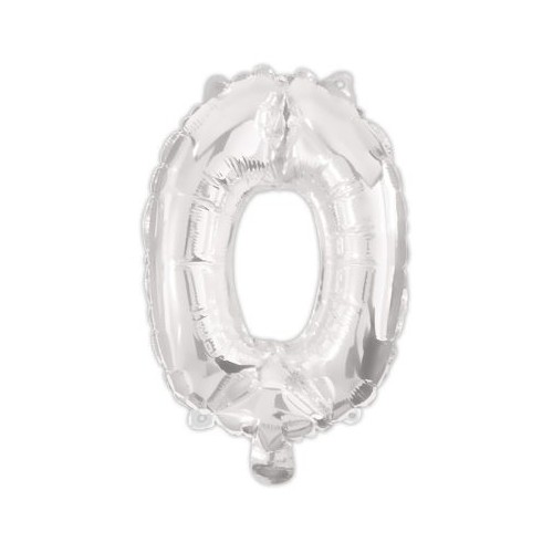 Number Silver, Silver 0 numeral foil balloon 95 cm