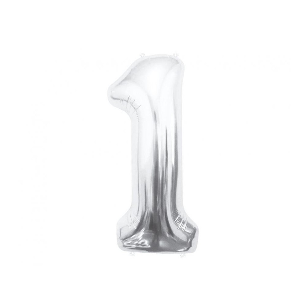 Number Silver, Number 1 foil balloon 85 cm