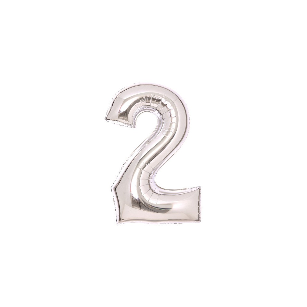 Number Silver, Number 2 Foil Balloon 66 cm