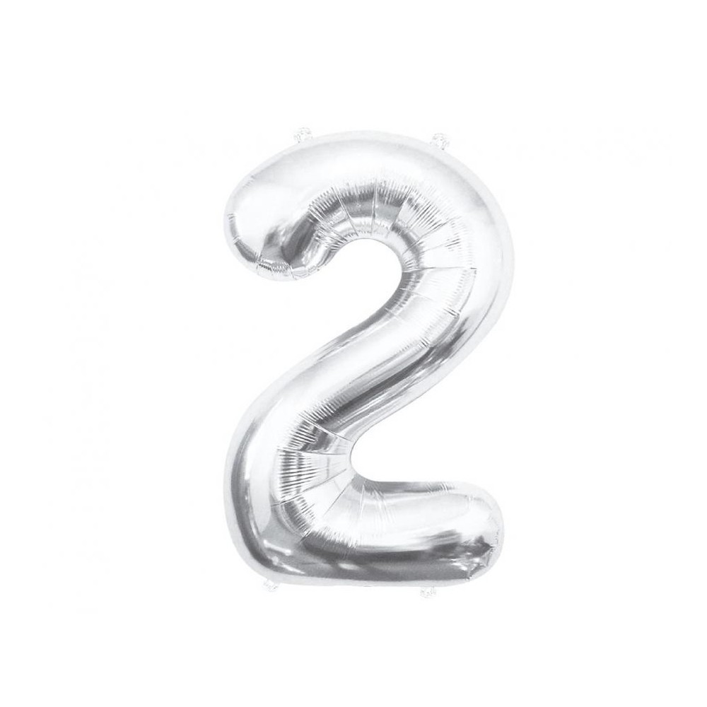 Number Silver, Silver Number 2 foil balloon 85 cm