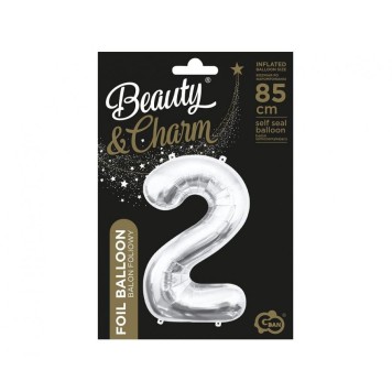 Number Silver, Silver Number 2 foil balloon 85 cm